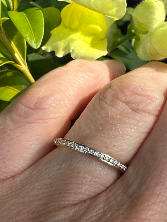 9ct yellow gold 0.08ct diamond half eternity ring size M Ring Stubbs   