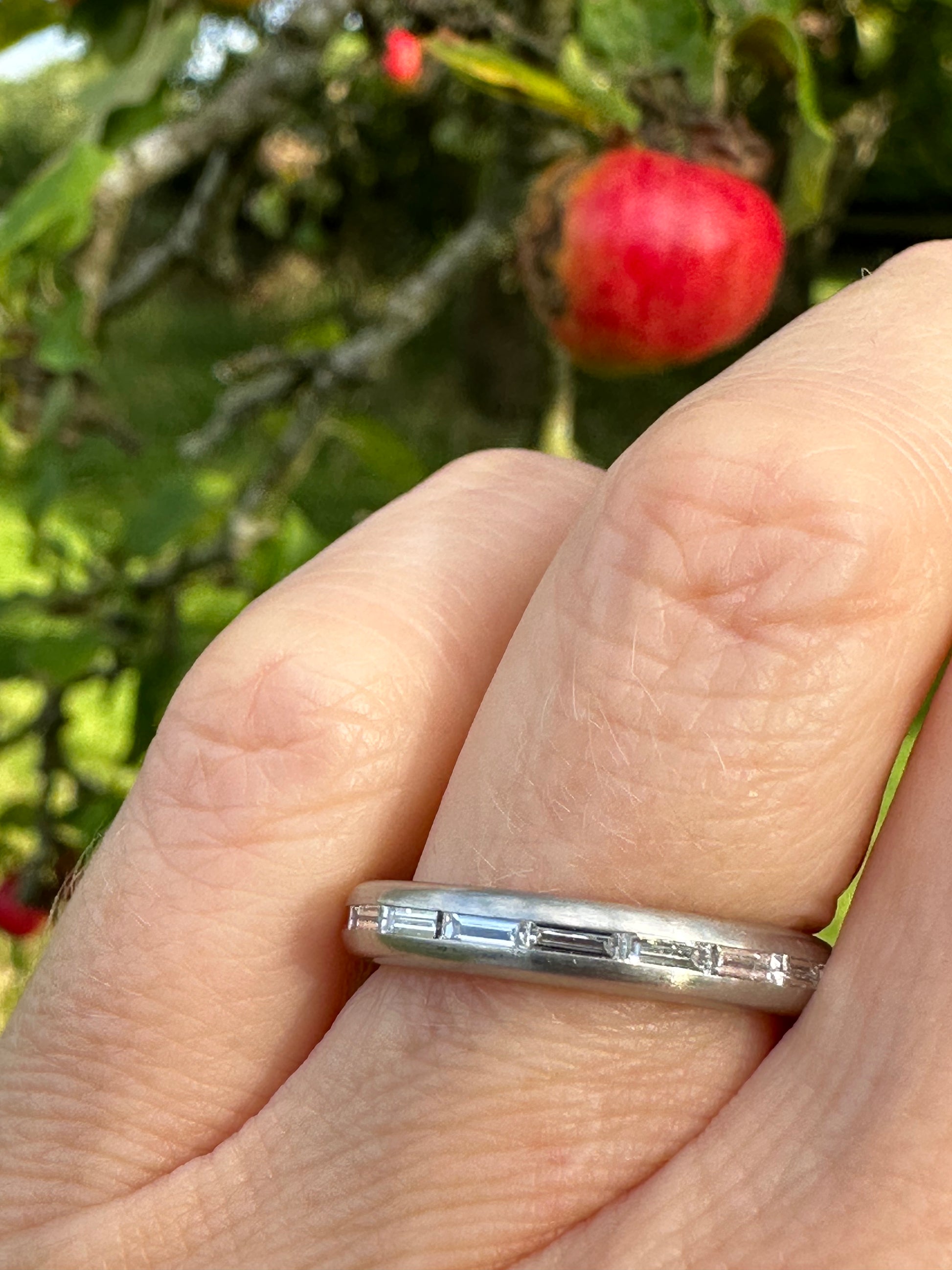 Platinum band set with landscape baguette cut diamonds 1.08ct Ring Henrich & Denzel   
