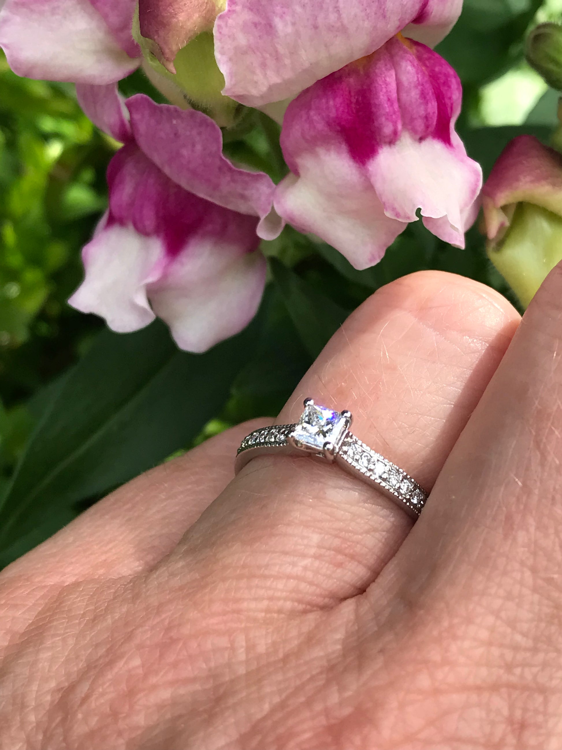 Platinum princess cut natural diamond ring 0.28ct certified EVS1 Ring Rock Lobster   