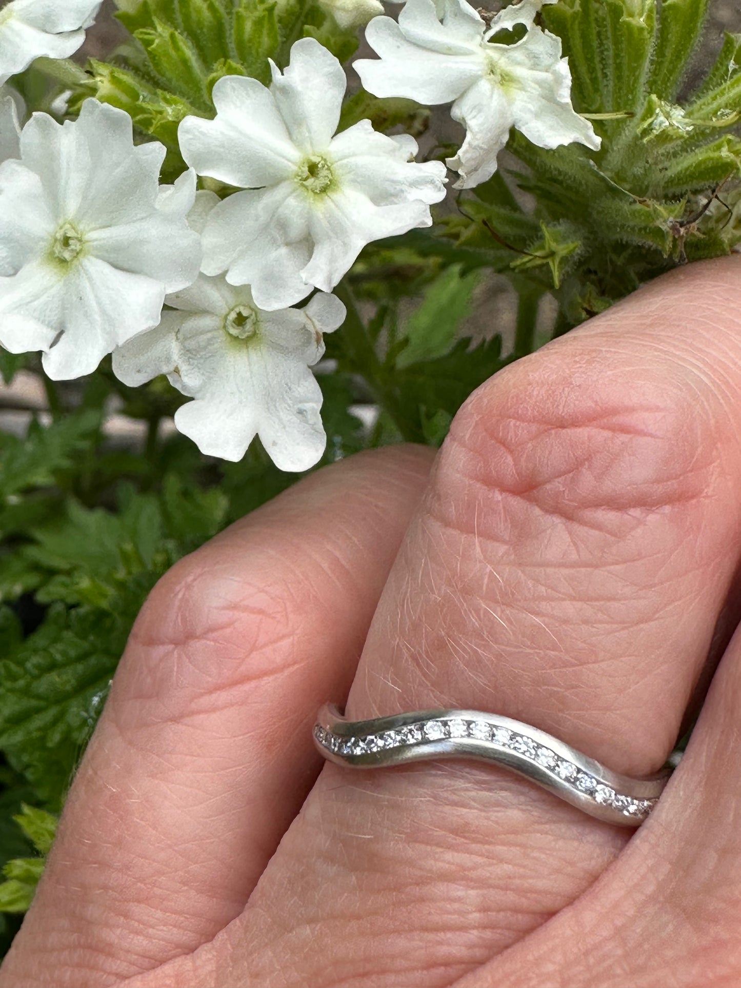 Platinum shaped diamond half eternity band Ring Gerstner   