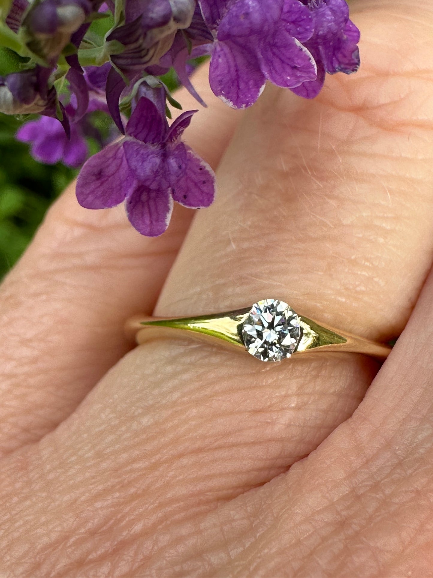 18ct yellow gold 0.20ct diamond solitaire with pinched tapered sides Ring Christopher Wharton   