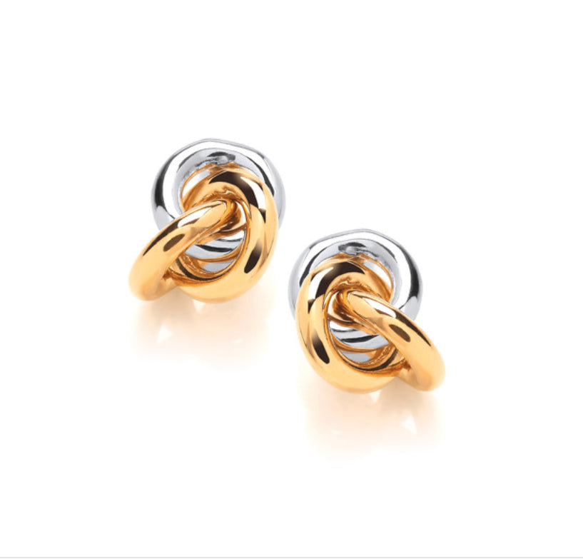 Silver & Gold Knotted Rings Earrings  Cavendish French   