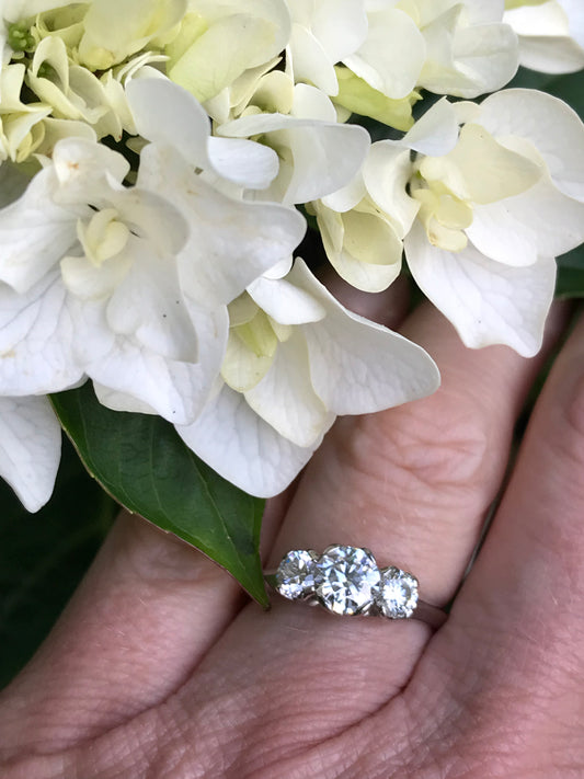 Platinum 1.21 ct certified natural diamond trilogy ring Ring Christopher Wharton   