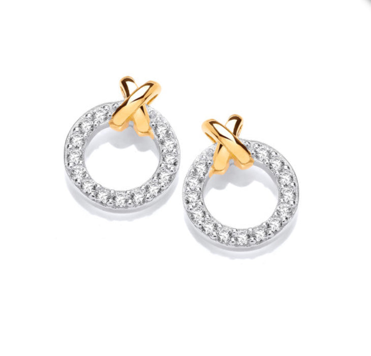 Silver, Gold & Cubic Zirconia Kiss Earrings Stud earrings Cavendish French   