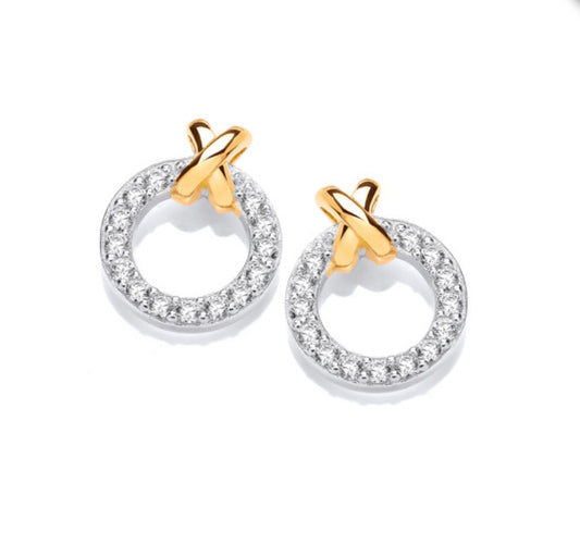 Silver, Gold & Cubic Zirconia Kiss Earrings Stud earrings Cavendish French   