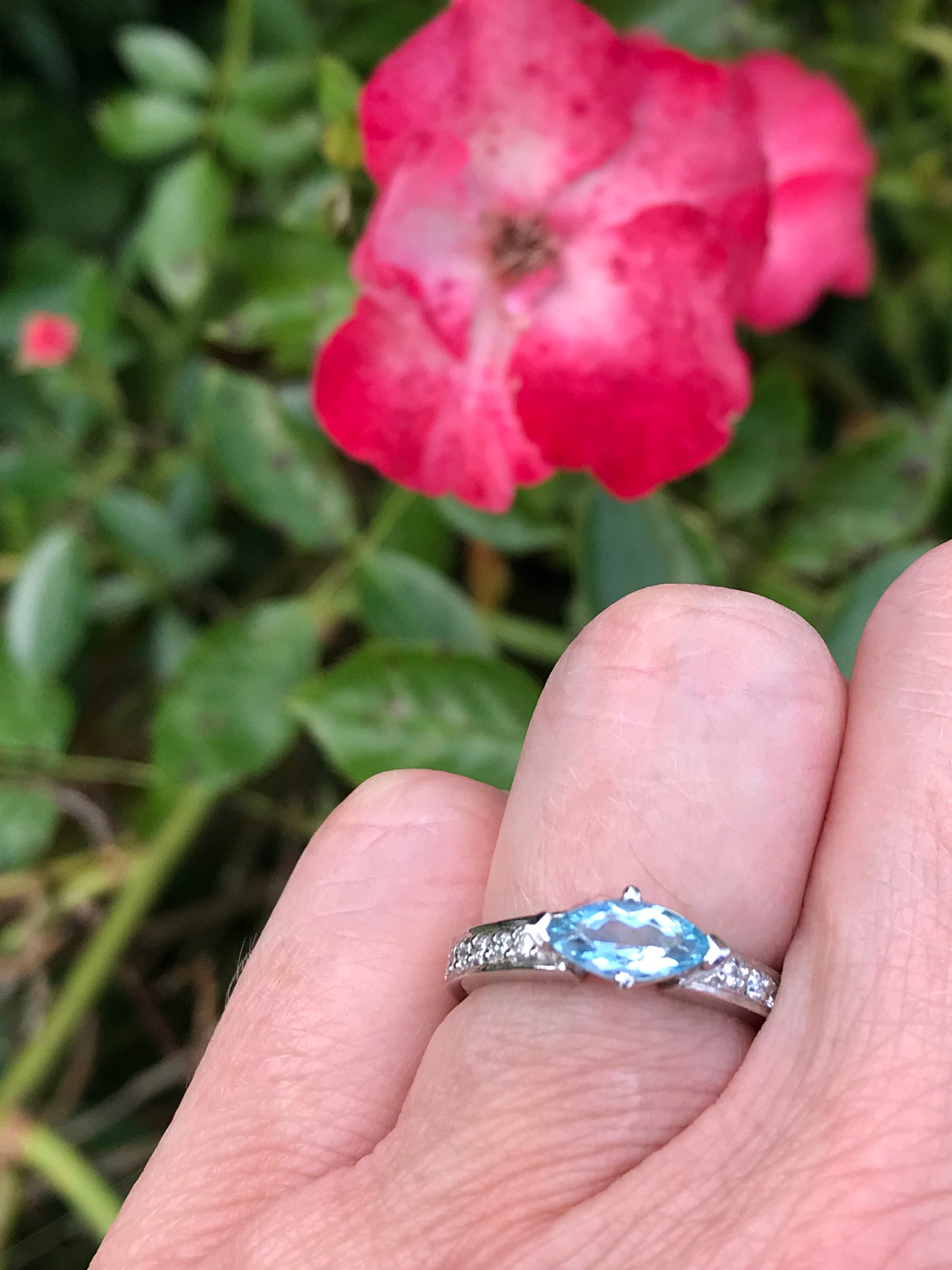 Platinum marquise Aquamarine and diamond ring Ring Rock Lobster   