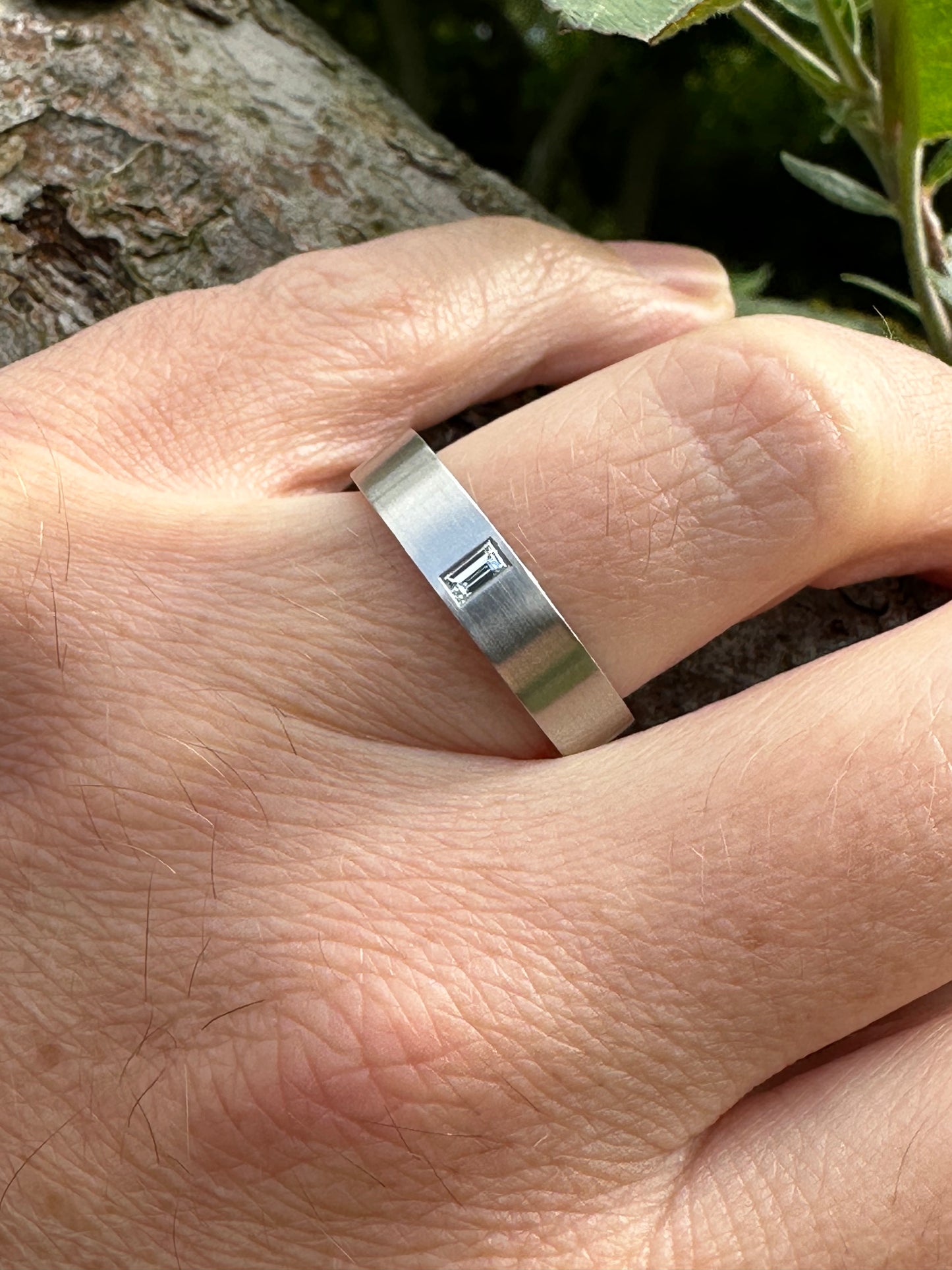 Gerstner Platinum band with baguette cut TWVS 0.12ct diamond size T Ring Gerstner   