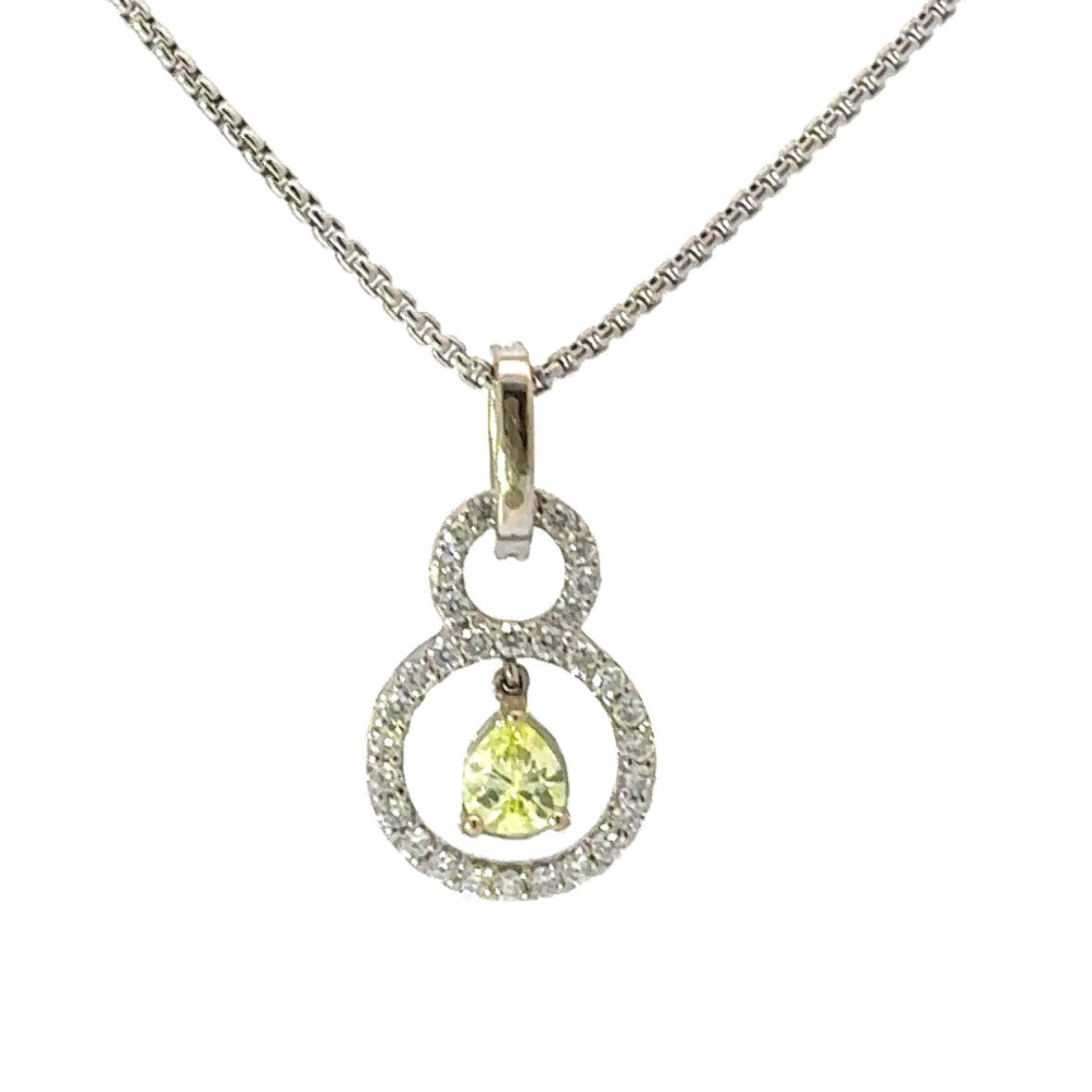 18ct white gold necklace set with a 0.31ct natural lime pear shape certified diamond Pendant Rock Lobster   