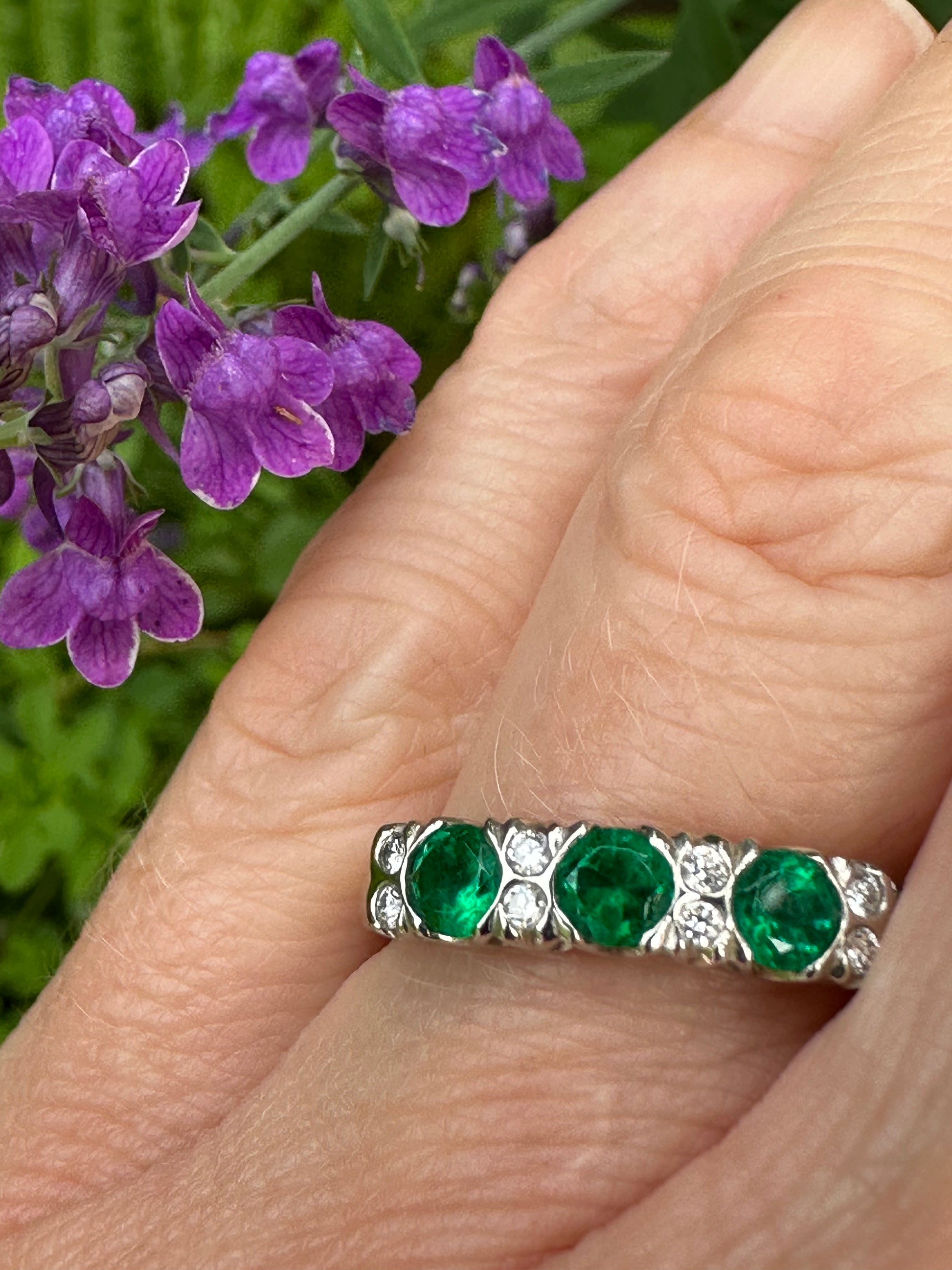 Platinum emerald & diamond ring. Ring Christopher Wharton   