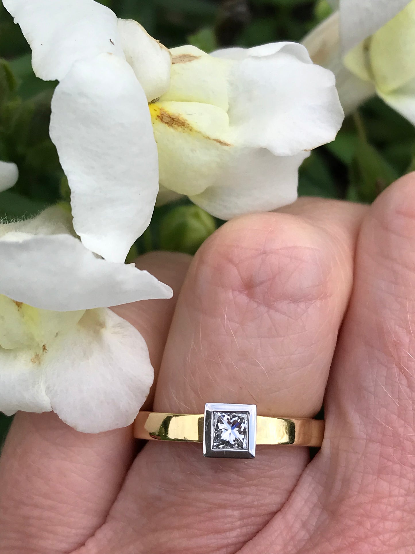 18ct gold and platinum princess cut 0.25ct natural diamond ring Ring Jeremy Hoye   