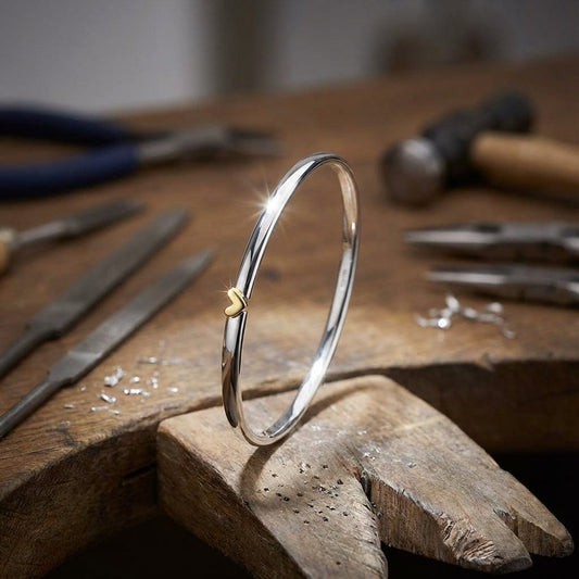 Bangle Linda Macdonald Silver 9ct heart bangle medium