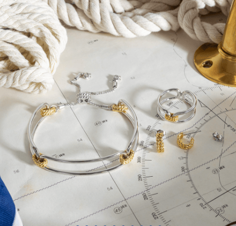 Marina Rope Bar Link Golden Ring Ring Kit Heath