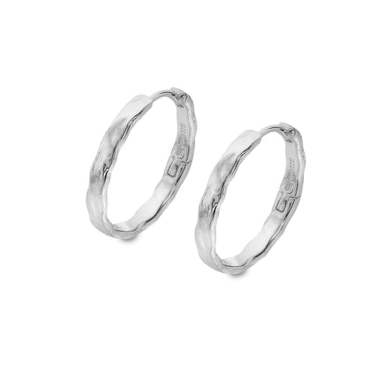 Organic silver textured full hoop earrings Earrings Sea Gems Ltd