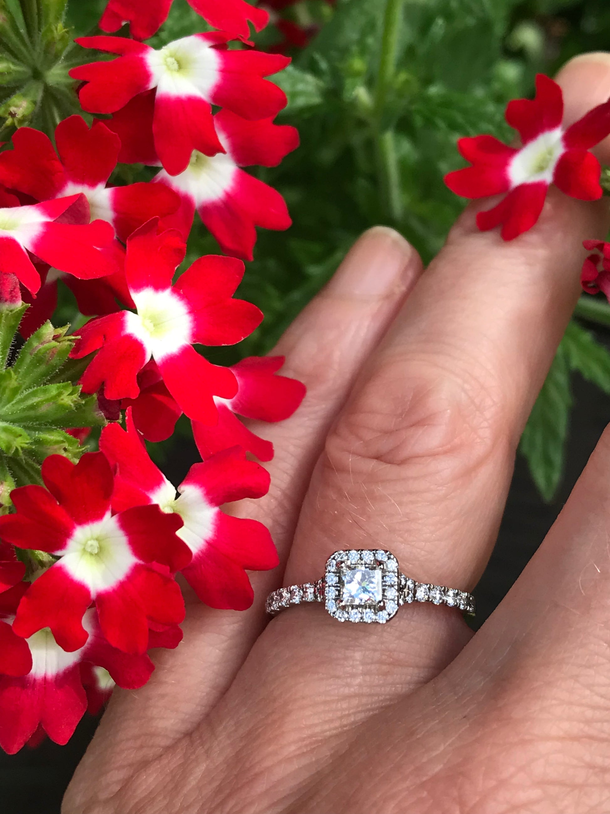 Palladium princess cut 0.25ct certified natural diamond ring. Ring Rock Lobster