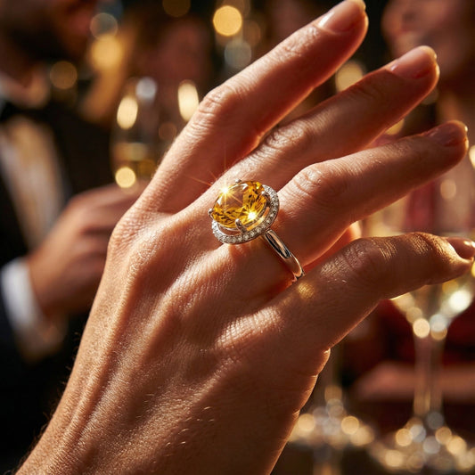 Palladium ring set with a 3.83ct Citrine and diamonds Ring Rock Lobster