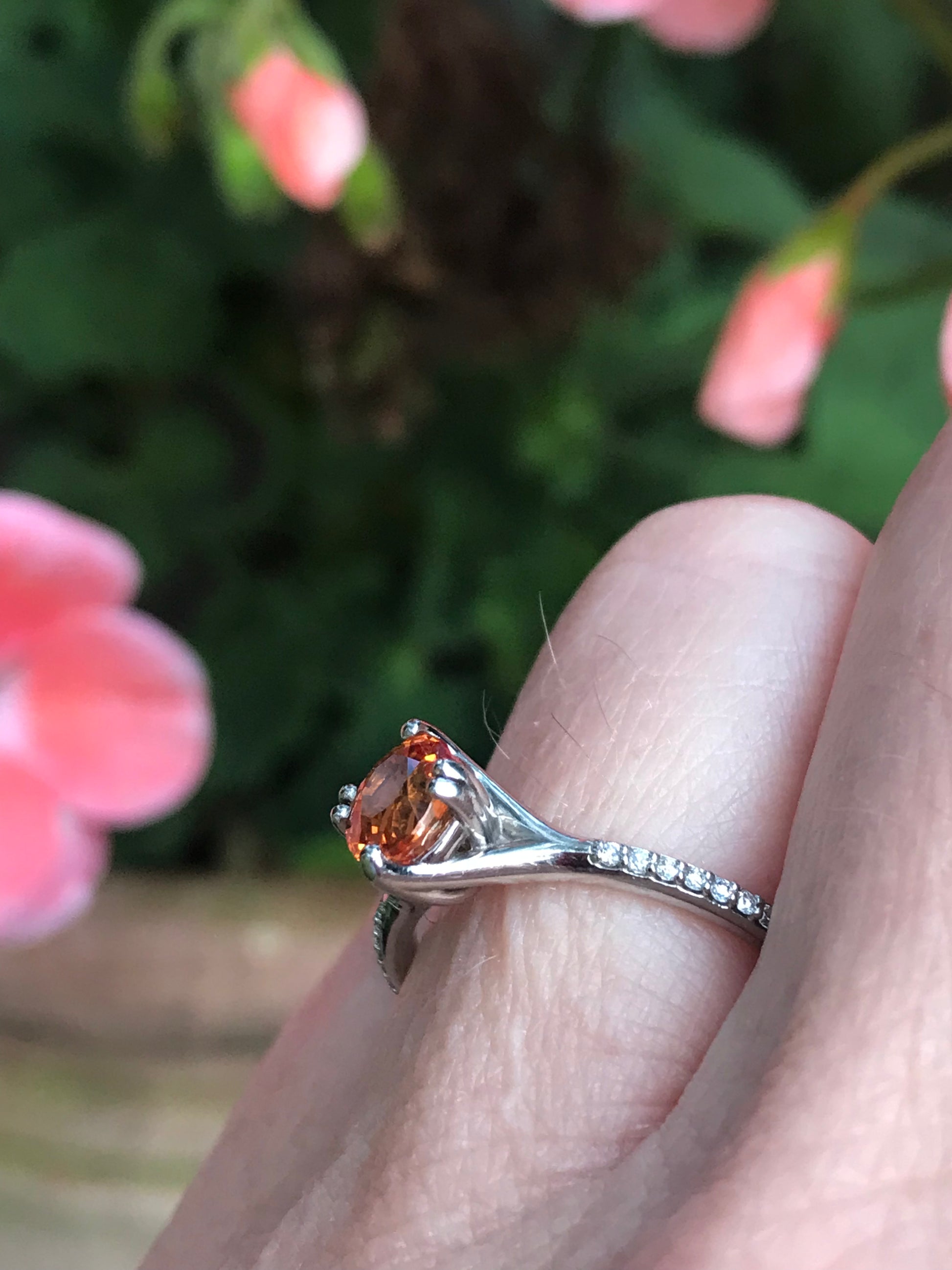 Palladium spessartine garnet diamond ring Ring Stuller