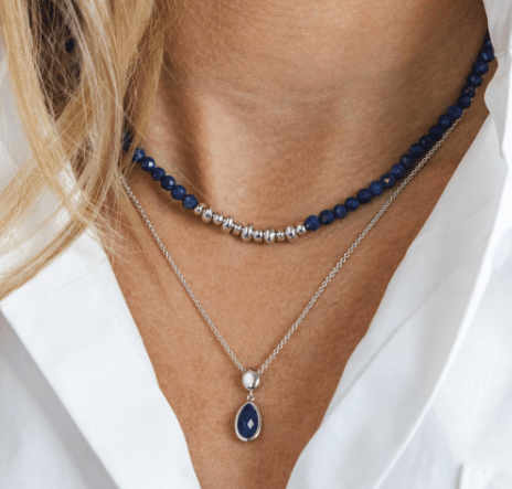 Pebble Azure Gemstone Duo Droplet Necklace Necklace Kit Heath