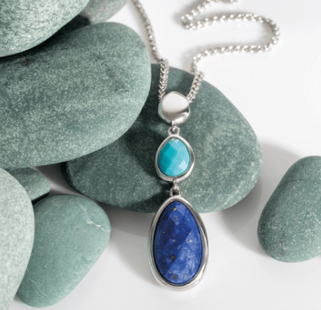 Pebble Azure Gemstone Trio Droplet Necklace Necklace Kit Heath