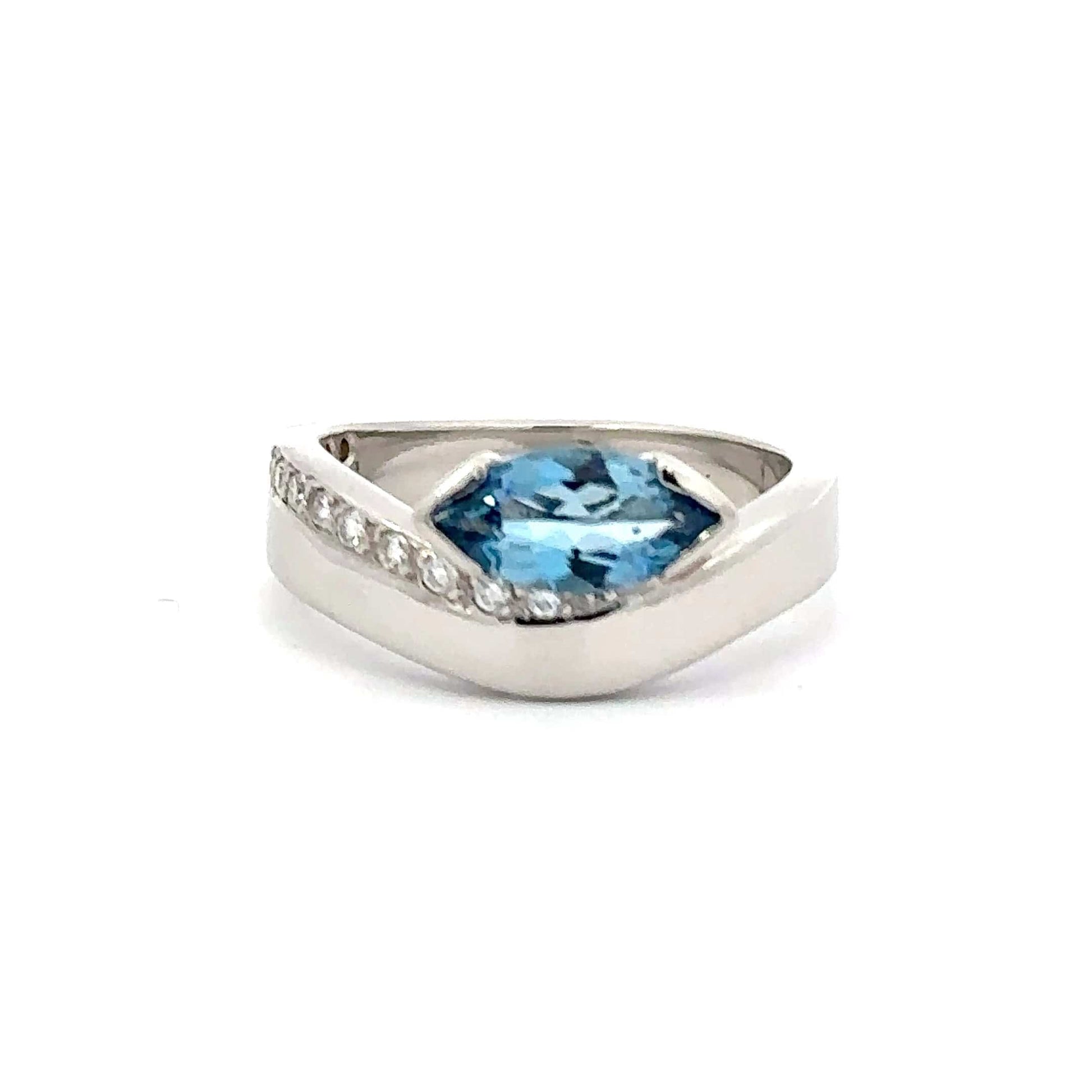 Platinum 0.86ct Aquamarine & Diamond Ring Ring Stuller