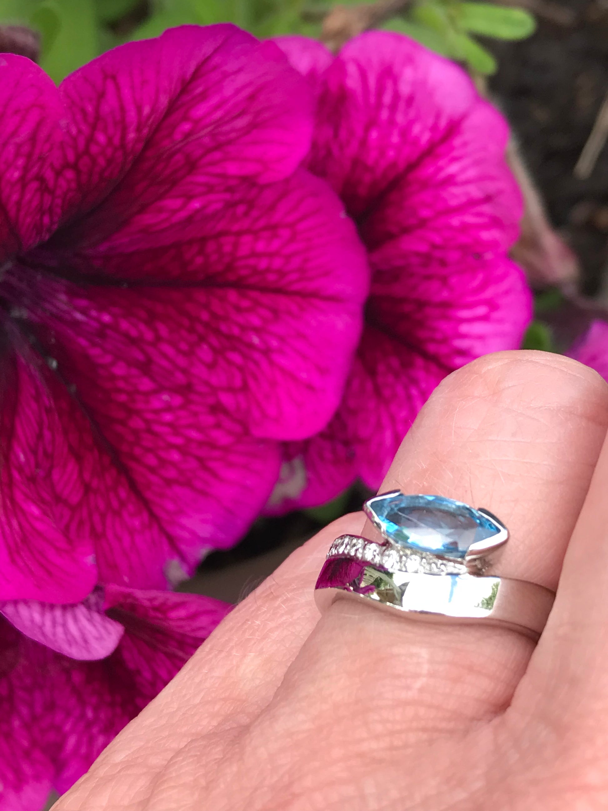 Platinum 0.86ct Aquamarine & Diamond Ring Ring Stuller