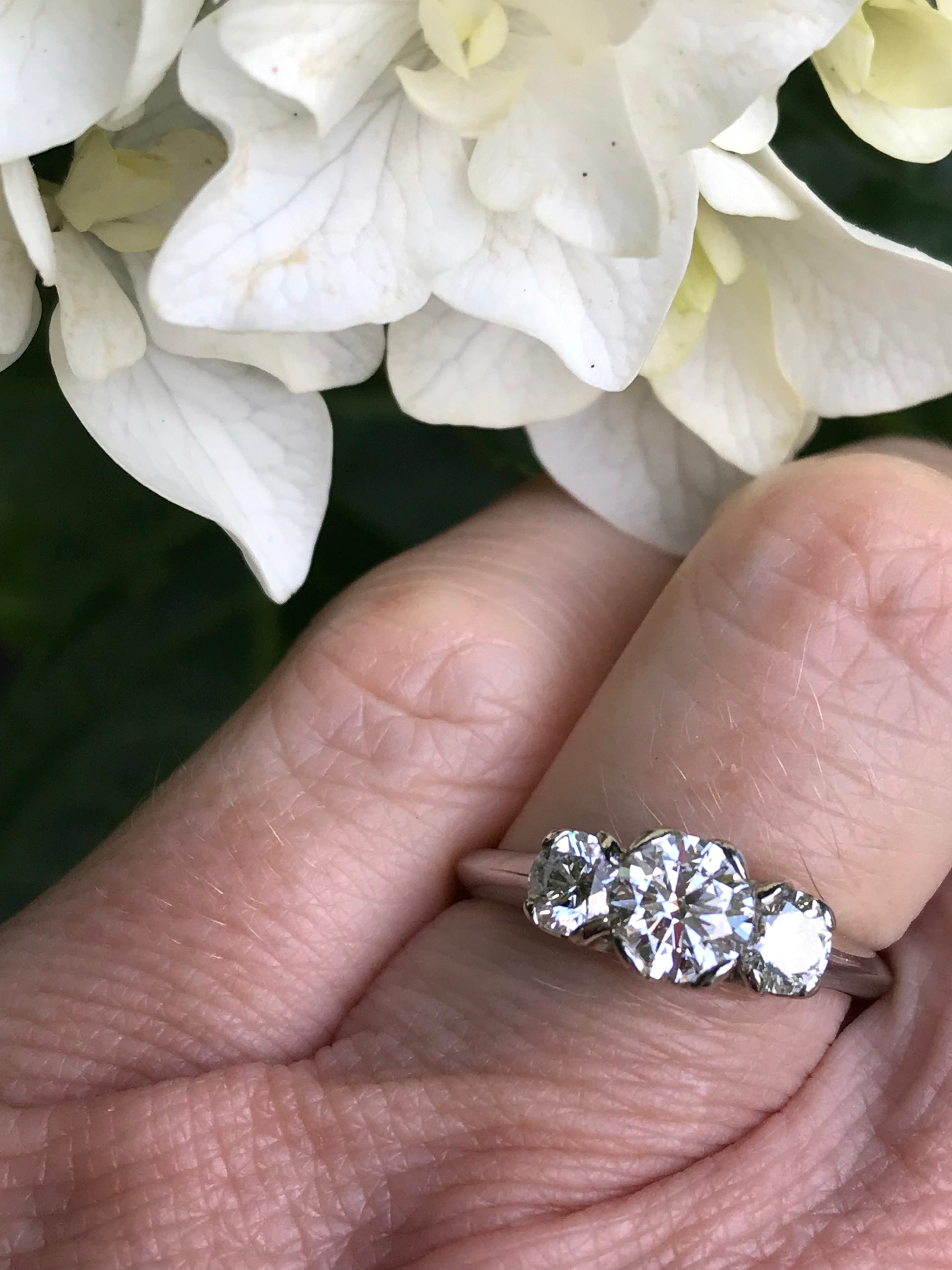 Platinum 1.21 ct certified natural diamond trilogy ring Ring Christopher Wharton