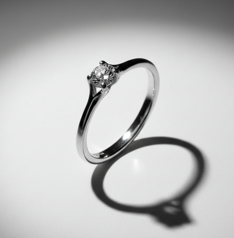 Platinum 4 claw brilliant cut 0.30ct certified natural diamond ring EVS2 Ring Rock Lobster