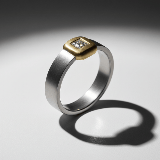 Platinum and 18ct yellow gold 0.20ct princess natural diamond ring size L Ring Robert pfrogner