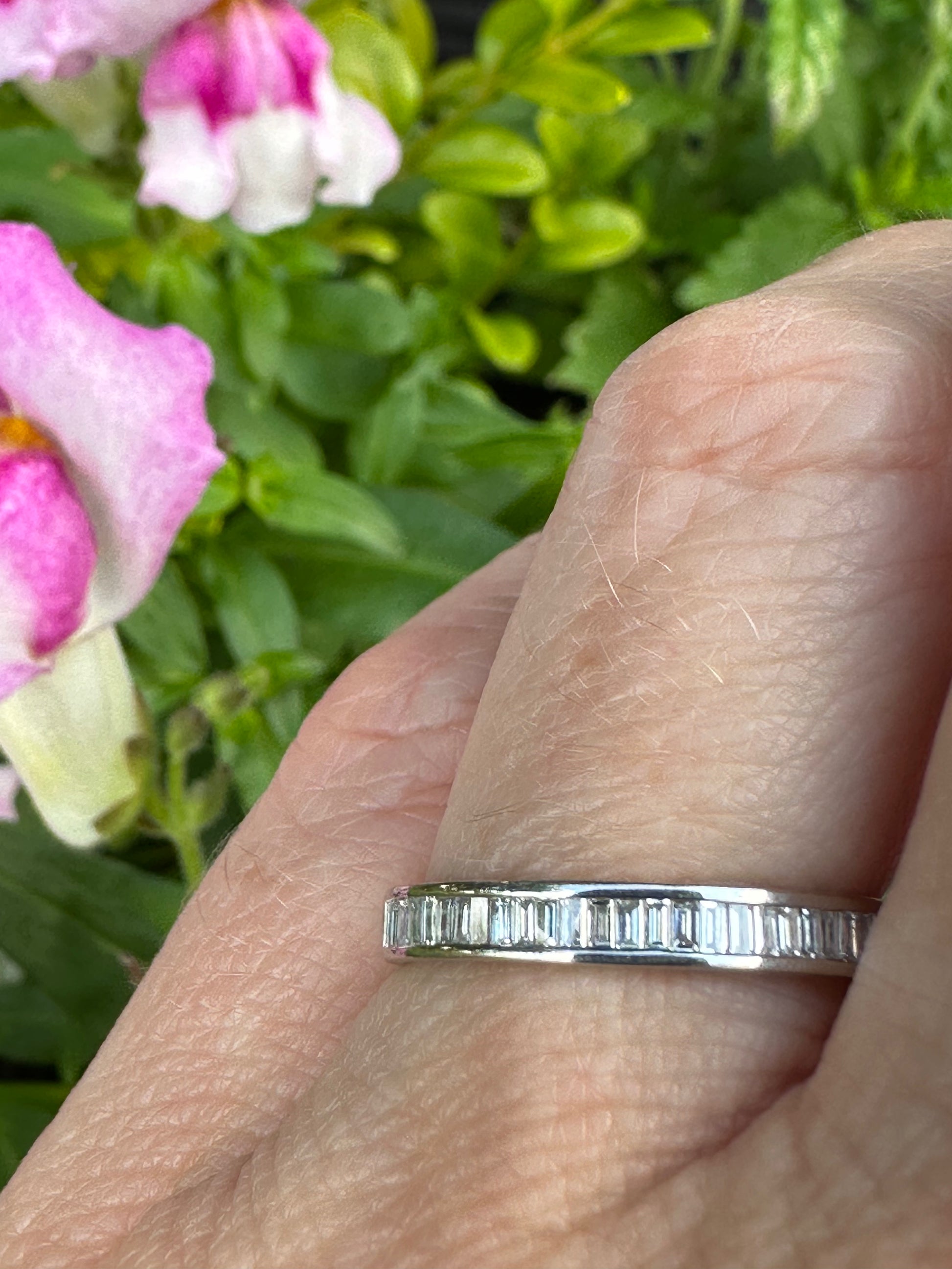 Platinum baguette Certified Diamond half eternity ring Ring Gemex