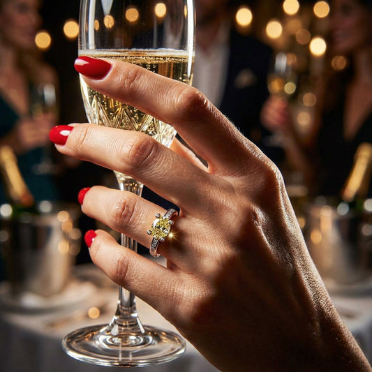 Ring Platinum/Gold Oval yellow 0.65ct Natural Diamond ring.