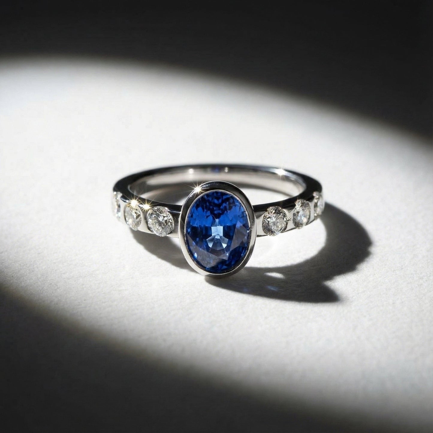 Platinum Oval Tanzanite & Diamond ring Ring Christopher Wharton
