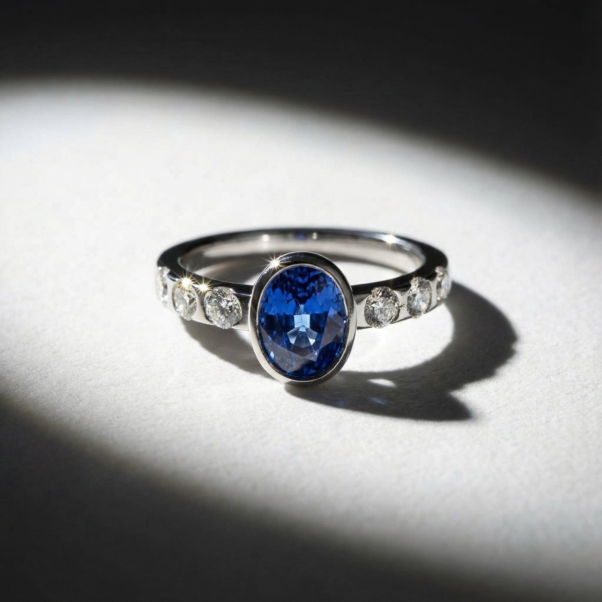 Platinum Oval Tanzanite & Diamond ring Ring Christopher Wharton
