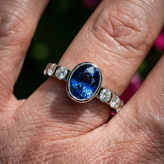 Platinum Oval Tanzanite & Diamond ring Ring Christopher Wharton