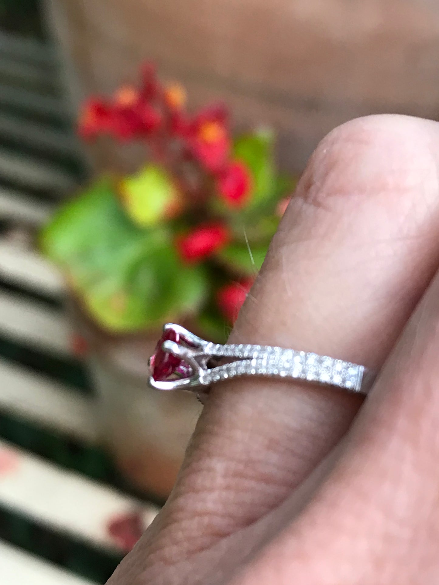 Platinum ruby ring with diamond set shoulders Ring Rock Lobster