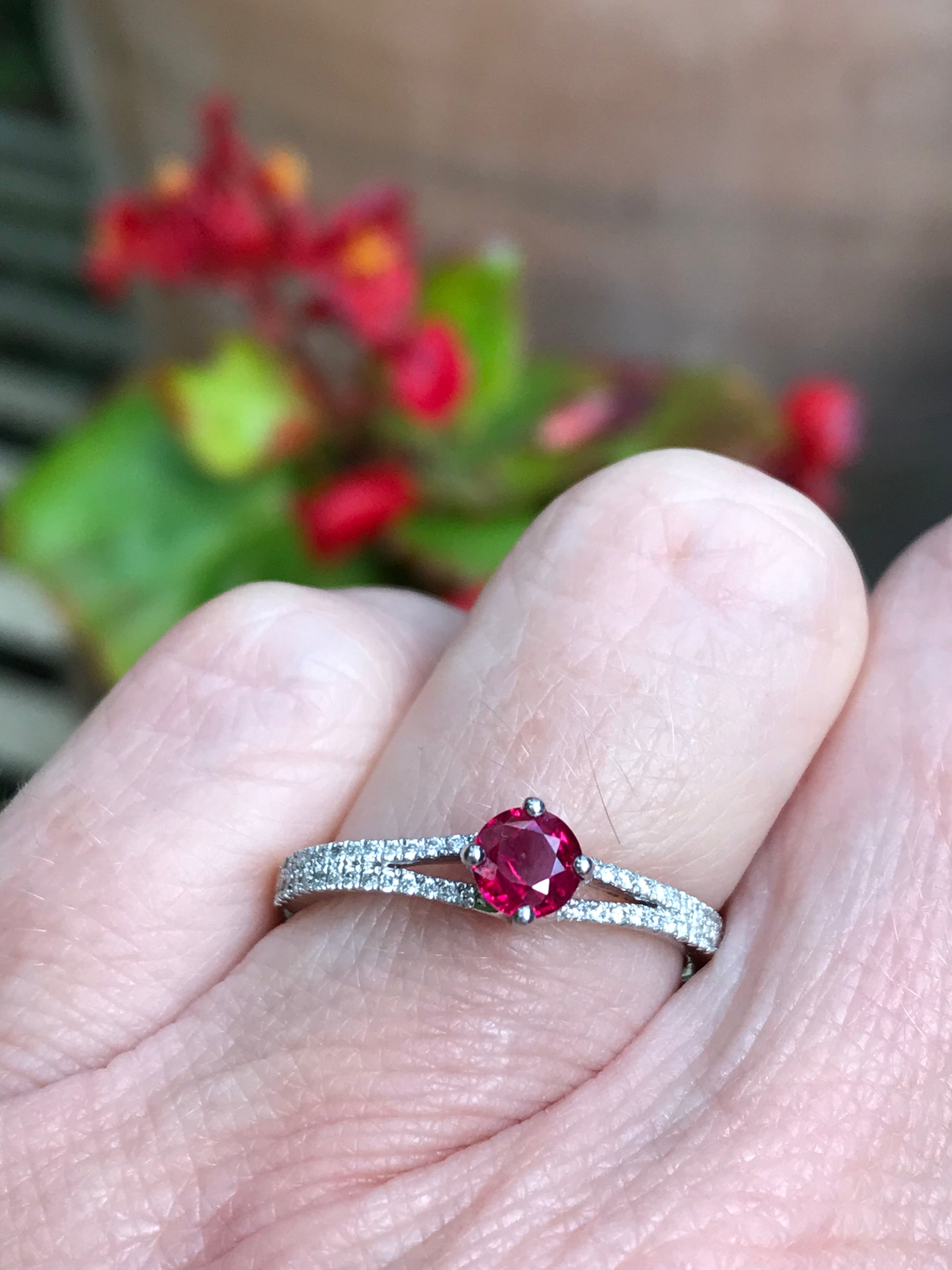 Platinum ruby ring with diamond set shoulders Ring Rock Lobster
