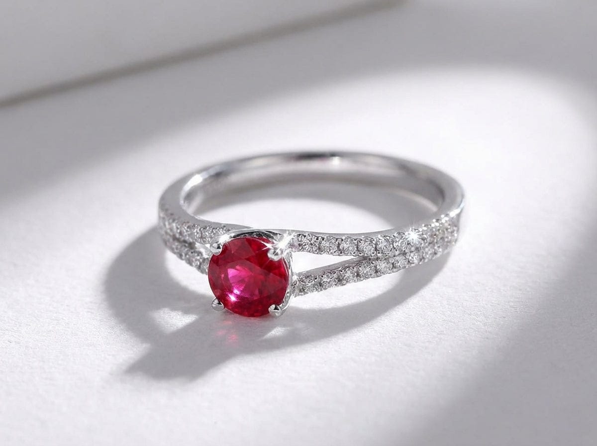 Platinum ruby ring with diamond set shoulders Ring Rock Lobster