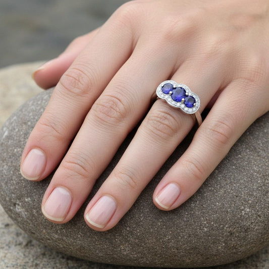 Platinum trilogy Sapphire & Diamond ring Ring Rock Lobster