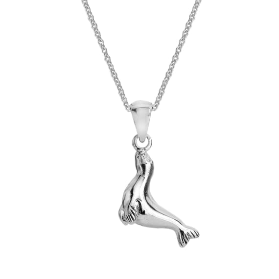 Playful silver seal pendant Necklaces Sea Gems Ltd