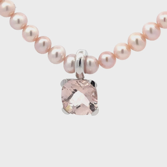 Buchwald 18ct white gold pink morganite pearl necklace Neckwear Buchwald