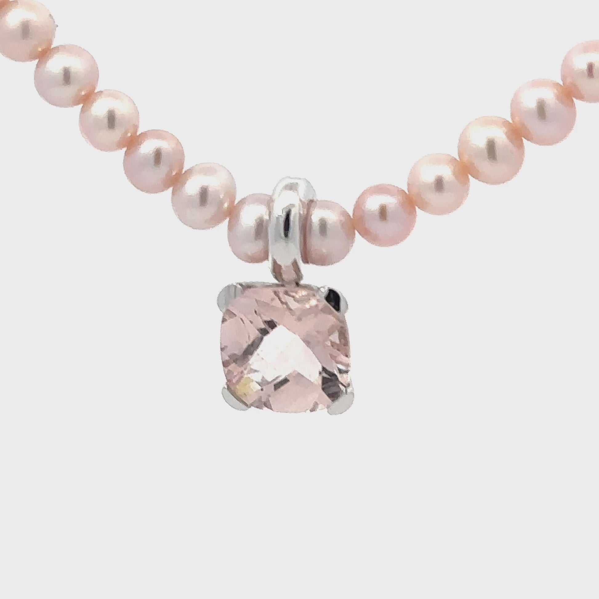 Buchwald 18ct white gold pink morganite pearl necklace Neckwear Buchwald
