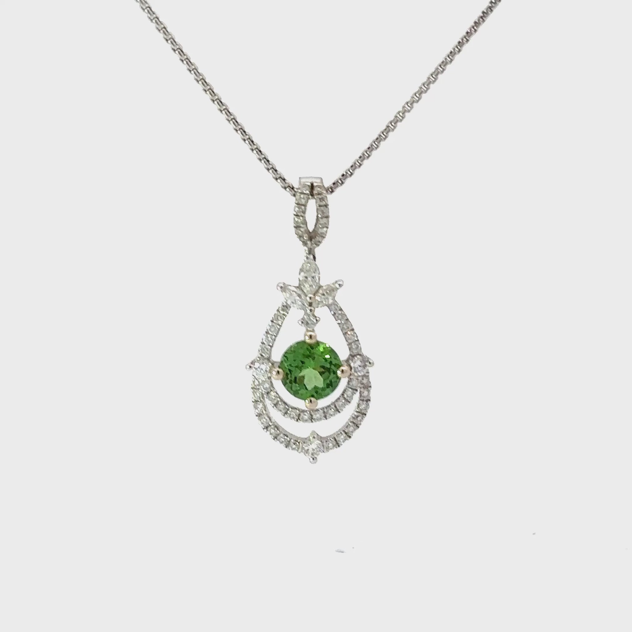 18ct white gold tzavorite & diamond necklace Pendant Rock Lobster