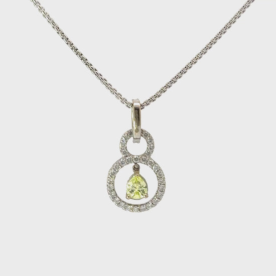 18ct white gold necklace set with a 0.31ct natural lime pear shape certified diamond Pendant Rock Lobster