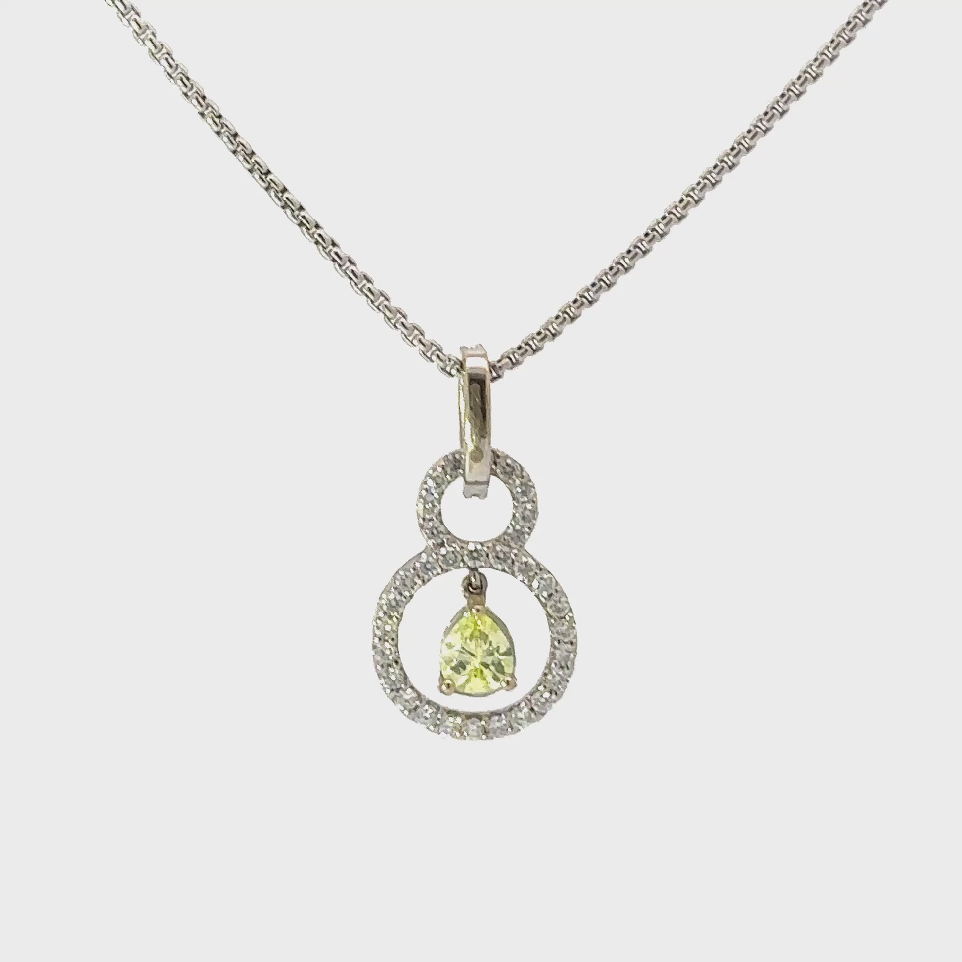 18ct white gold necklace set with a 0.31ct natural lime pear shape certified diamond Pendant Rock Lobster