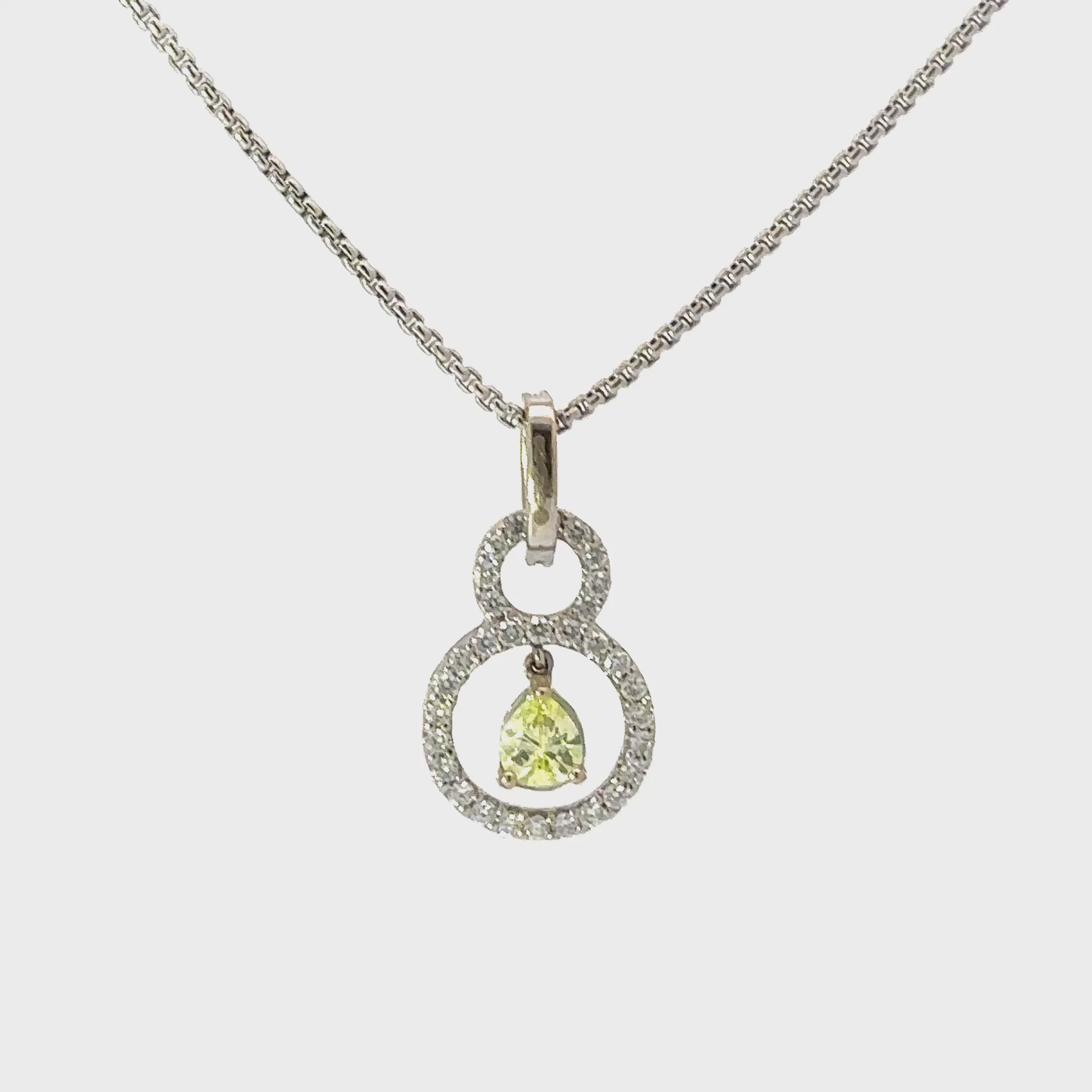 18ct white gold necklace set with a 0.31ct natural lime pear shape certified diamond Pendant Rock Lobster