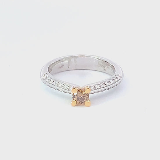 18ct white gold 0.27ct natural cognac diamond Ring Buchwald