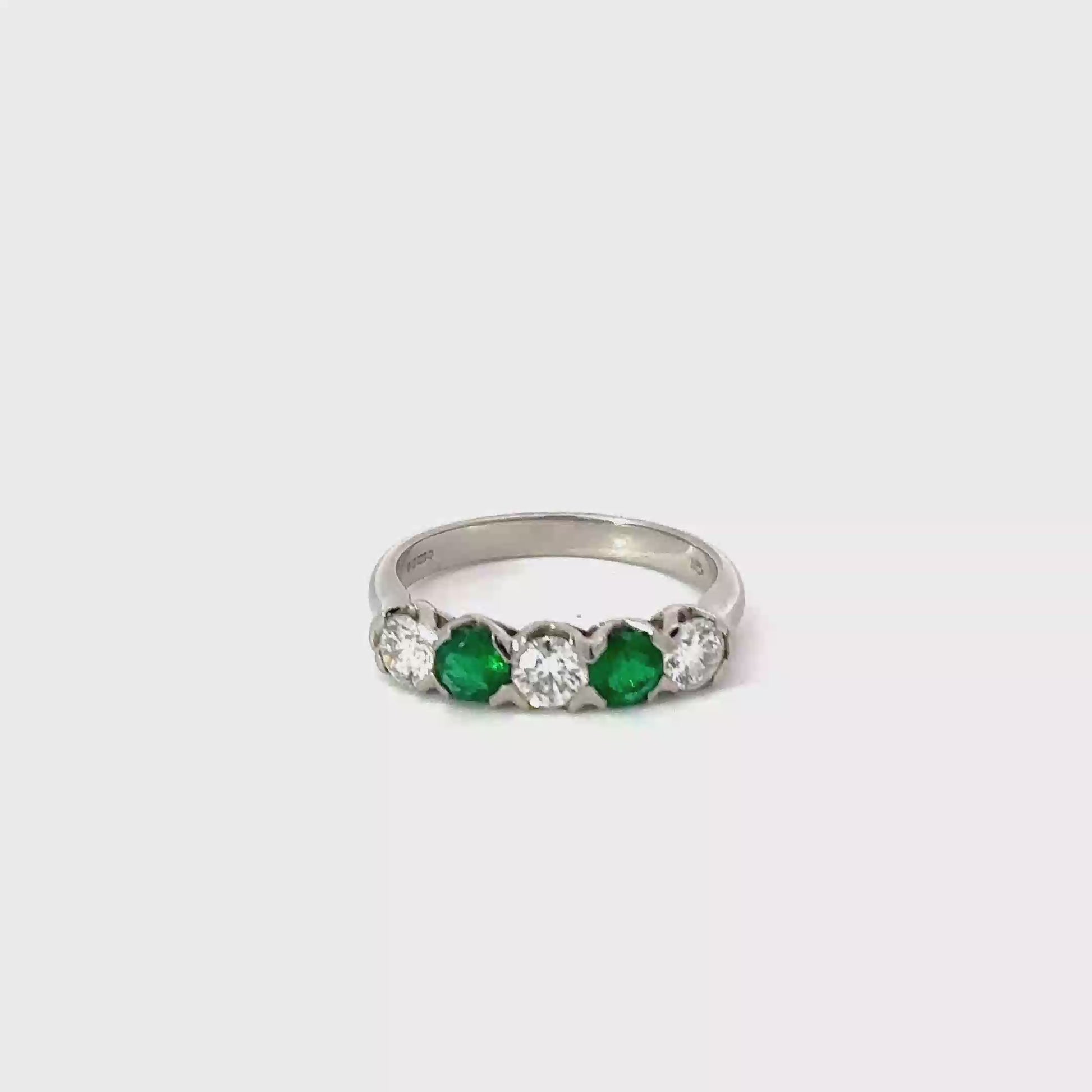 Platinum 5 stone 0.69ct diamond & emerald ring Ring Christopher Wharton