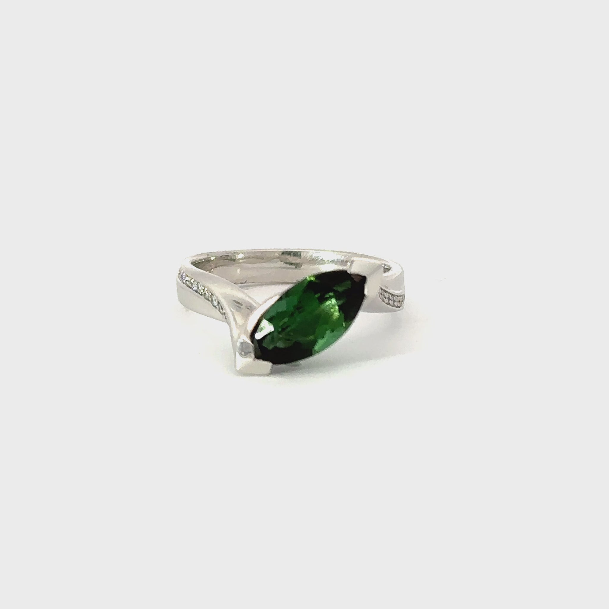18ct white gold green tourmaline and diamond ring Ring Hans Rivoir
