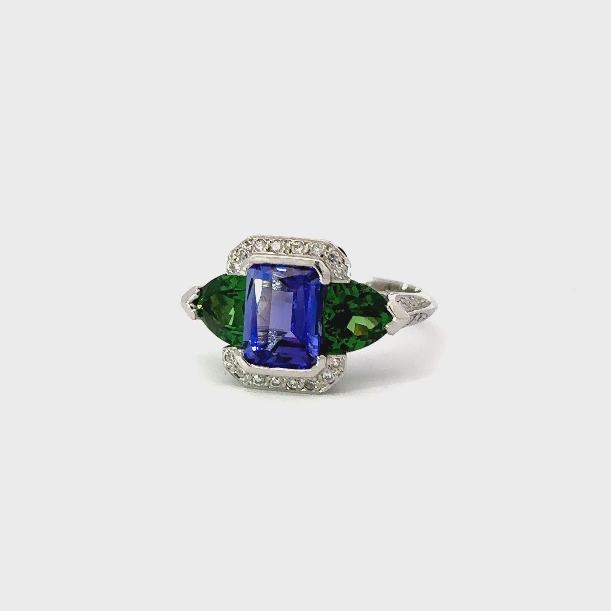 Handcrafted Platinum tanzanite and tzavorite diamond ring Ring Stuller