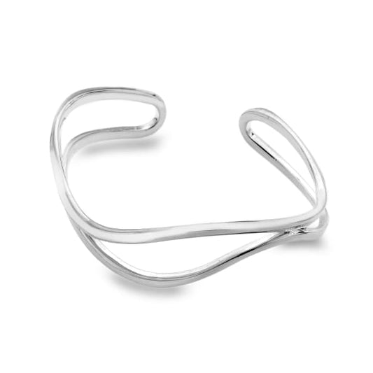 Sculptured silver wave cuff bangle Bangles Sea Gems Ltd