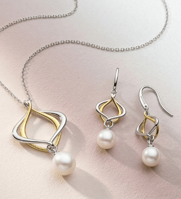 Earrings Silver Alicia Golden Pearl Drop Earrings
