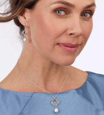 Earrings Silver Alicia Golden Pearl Drop Earrings
